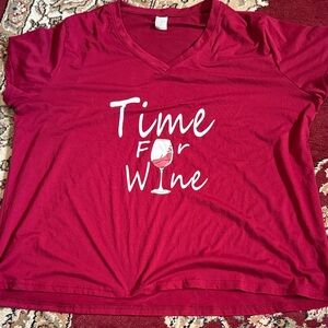 Time For Wine V-Neck T-Shirt - Wine Red
